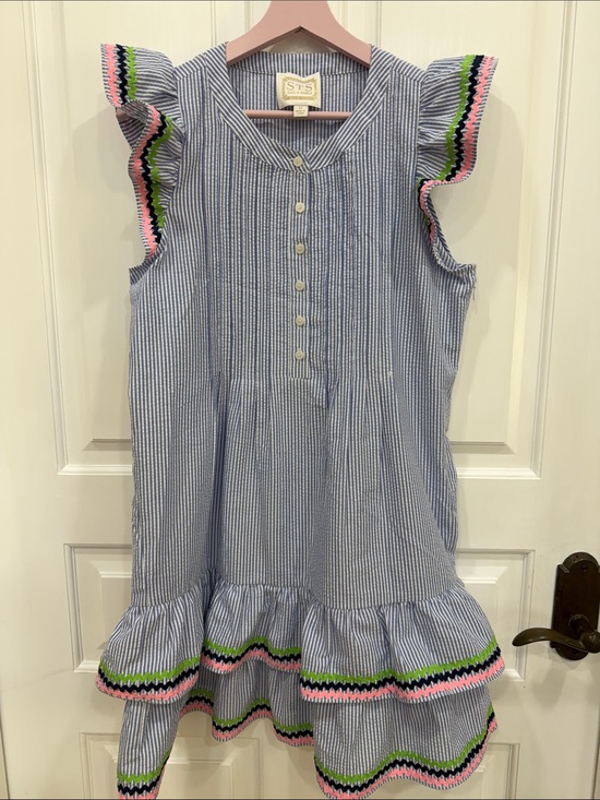 Sail to Sable Dresses & Skirts - Sail to Sable *like new* Seersucker Dress with Pink & Green Trim Sz Medium